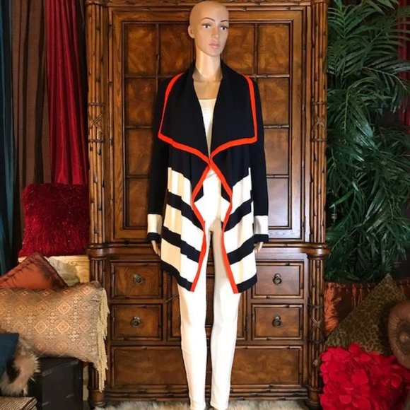 Jones New York Color Block Stripe Cascade Cardigan - Picture 3 of 11